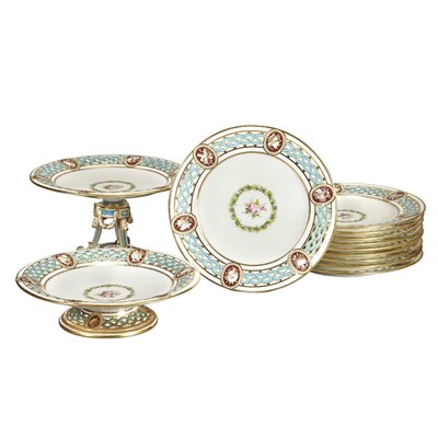 Lot 492 - Minton Porcelain Dessert Service Approximately...