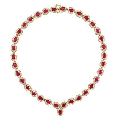 Lot 258 - Gold, Ruby and Diamond Necklace