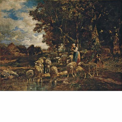 Lot 23 - Charles Emile Jacque French, 1813-1894...