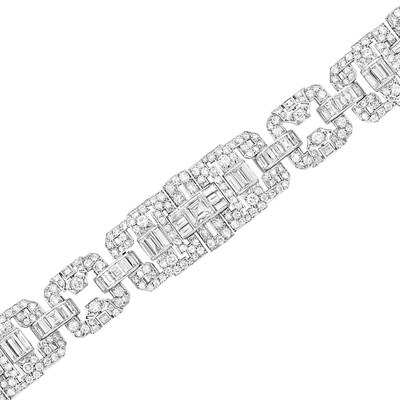 Lot 544 - Art Deco Platinum and Diamond Bracelet