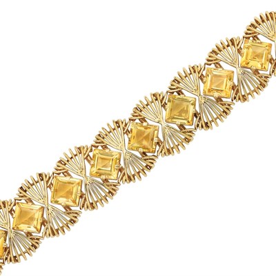 Lot 377 - Gold and Citrine Bracelet