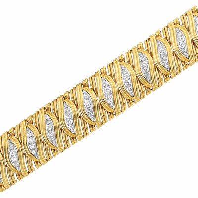 Lot 449 - Gold, Platinum and Diamond Bracelet, France