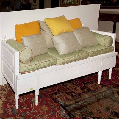 Lot 138 - Directoire Style White Painted Settee Length...