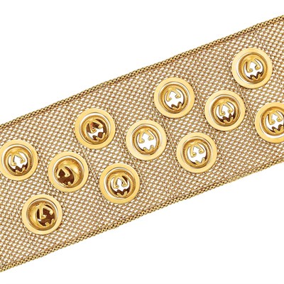 Lot 407 - Gold Mesh Cuff Bracelet, Gucci