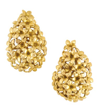 Lot 410 - Pair of Gold Earclips, Marchak, Paris