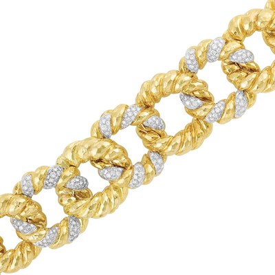 Lot 446 - Gold, Platinum and Diamond Bracelet