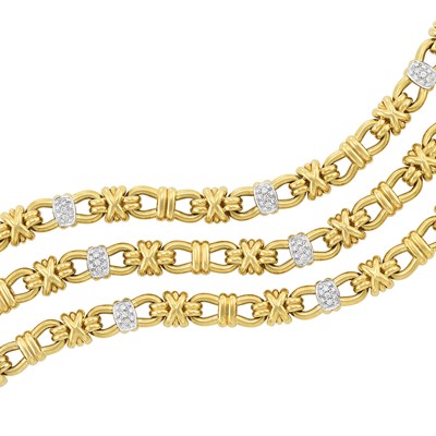 Lot 415 - Gold and Diamond Necklace/Bracelet Combination