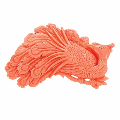 Lot 348 - Carved Coral Peacock