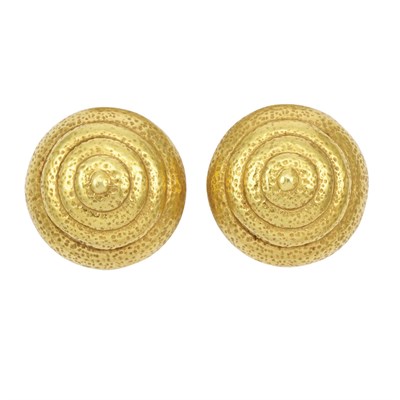 Lot 11 - Pair of Hammered High Karat Gold Earclips