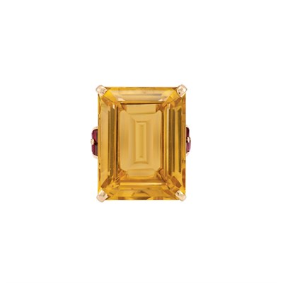 Lot 75 - Retro Gold, Citrine, Ruby and Diamond Ring
