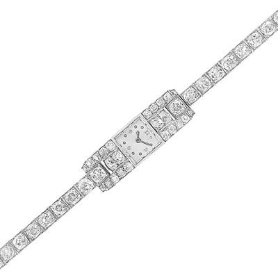 Lot 541 - Art Deco Platinum and Diamond Wristwatch