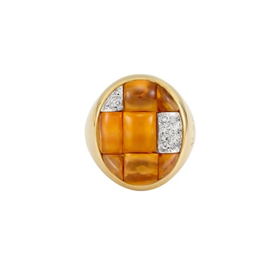 Lot 36 - Gold, Cabochon Citrine and Diamond Ring, Pomellato