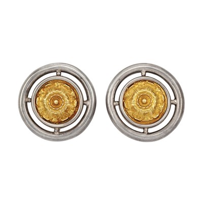Lot 146 - Pair of Sterling Silver and Gold Earclips, Ilias Lalaounis