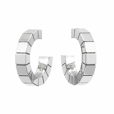 Lot 646 - Pair of White Gold Hoop Earrings, Cartier