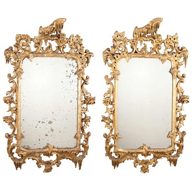 Lot 314 - Associated Pair of George II Gilt-Wood Mirrors...