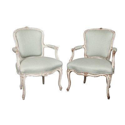 Lot 375 - Associated Pair of Louis XV Style Painted...
