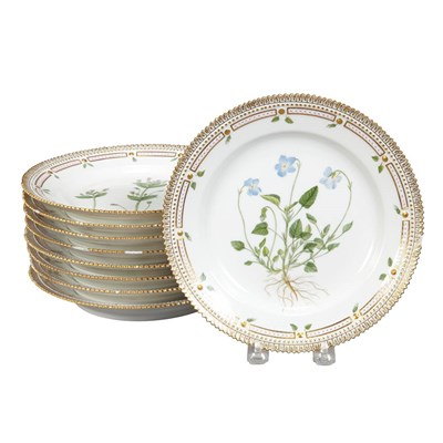 Lot 240 - Set of Nine Royal Copenhagen Flora Danica...