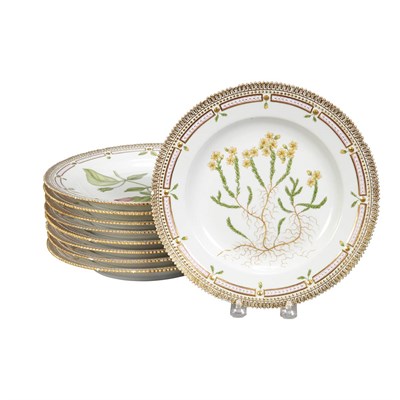 Lot 241 - Set of Nine Royal Copenhagen Flora Danica...