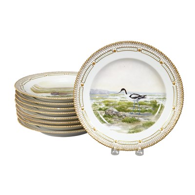 Lot 244 - Set of Nine Royal Copenhagen Flora Danica...