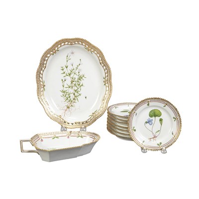 Lot 242 - Set of Eight Royal Copenhagen Flora Danica...