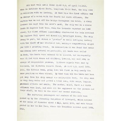 Lot 88 - [TITANIC] The ledger page of the insurance...