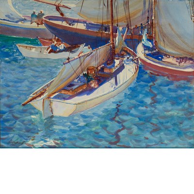 Lot 108 - John Whorf American, 1903-1959 Harbor Boats...