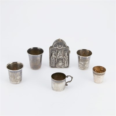 Lot 314 - Group of Russian Silver Vodka Cups 18th-20th...