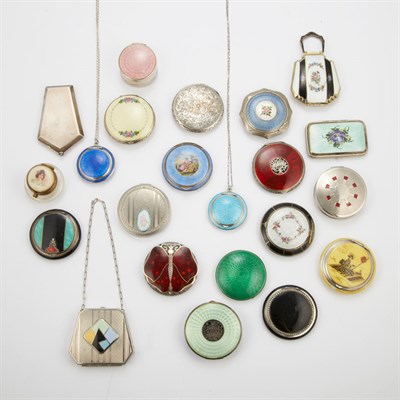 Lot 290 - Group of Enameled Silver and Metal Compacts...