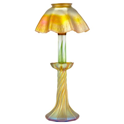 Lot 499 - Tiffany Favrile Glass Candlestick Lamp First...