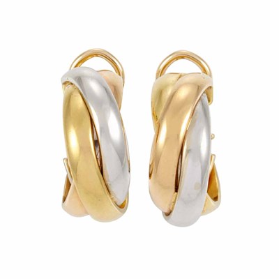 Lot 270 - Pair of Tricolor Gold Hoop Earrings