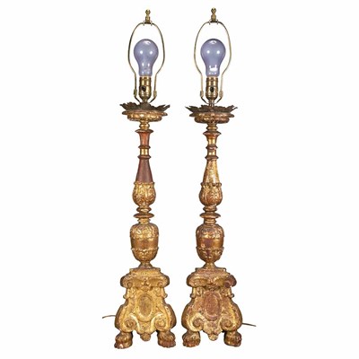 Lot 523 - Pair of Italian Neoclassical Gilt-Wood Altar...