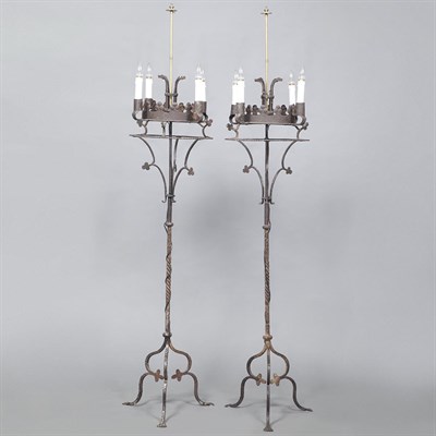 Lot 351 - Pair of French Gothic Style Wrought Iron...