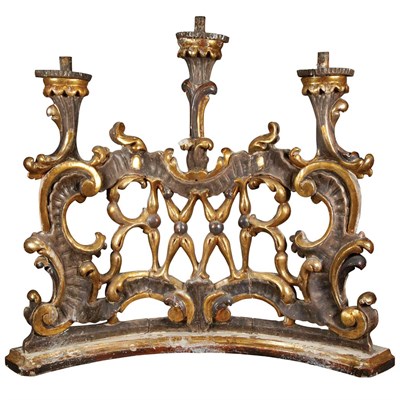 Lot 294 - Continental Rococo Painted and Parcel Gilt...
