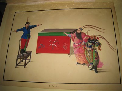 Lot 250 - Set of Six Unframed Chinese Paintings Height...