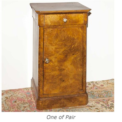 Lot 217 - Pair of French Burl-Wood Bedside Cabinets Late...