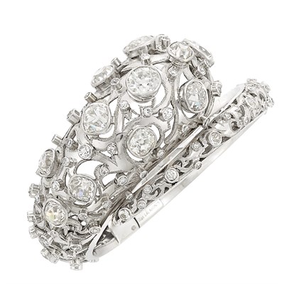 Lot 464 - Platinum and Diamond Snake Bangle Bracelet, Ilias Lalaounis
