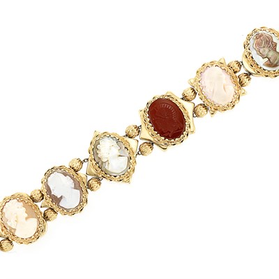 Lot 226 - Gold and Cameo and Intaglio Bracelet
