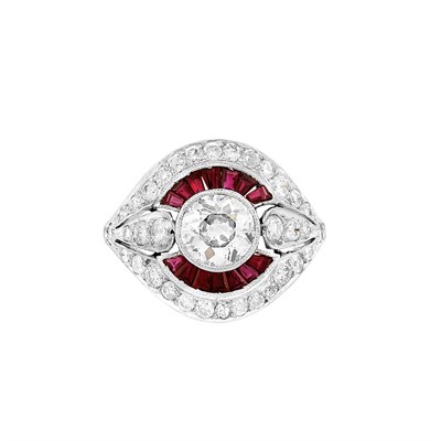 Lot 230 - Platinum, Diamond and Ruby Ring