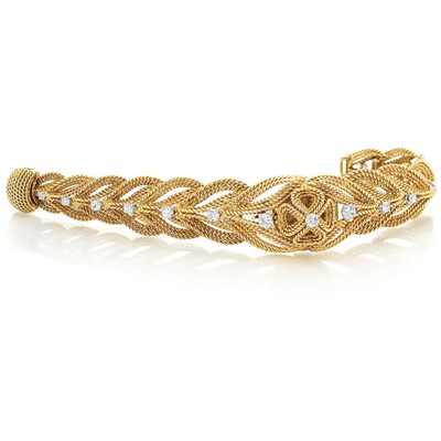 Lot 399 - Gold, Platinum and Diamond Bracelet-Watch, Sterle, Paris