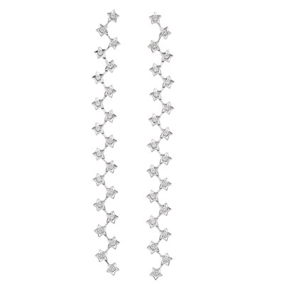 Lot 460 - Pair of White Gold and Diamond 'Comete' Pendant-Earclips, Chanel, France