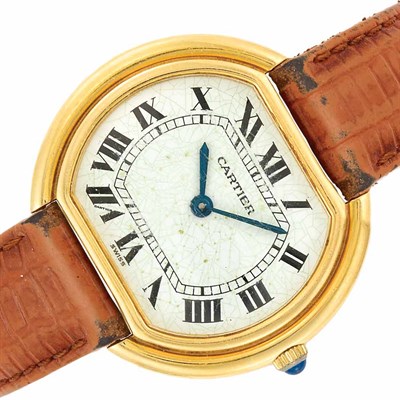 Lot 515 - Gold 'Elliptical' Wristwatch, Cartier, Paris