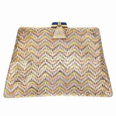 Lot 510 - Retro Tricolor Gold and Lapis Evening Purse