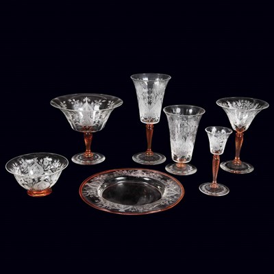 Lot 441 - Carder Steuben Wheel Engraved Rosa and...