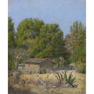 Lot 53 - Jose Jara Mexican, 1866-1939 Choza y Maguey,...