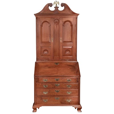 Lot 140 - Chippendale Style Walnut Secretary Bookcase In...
