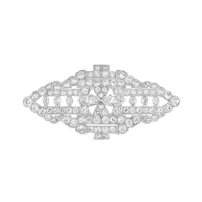 Lot 238 - Art Deco Platinum and Diamond Brooch