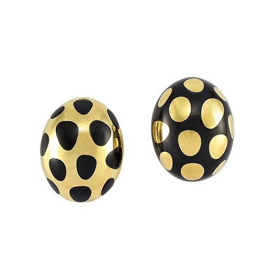 Lot 3 - Pair of Gold and Black Onyx 'Positive/Negative' Earrings, Tiffany & Co.
