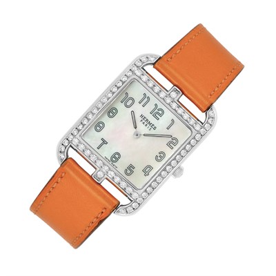 Lot 219 - Lady's Stainless Steel, Mother-of-Pearl and Diamond 'Cape Cod' Wristwatch, Hermes, Paris