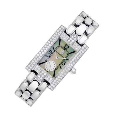 Lot 161 - Lady's White Gold, Mother-of-Pearl and Diamond 'Avenue Classic Aurora' Wristwatch, Harry Winston