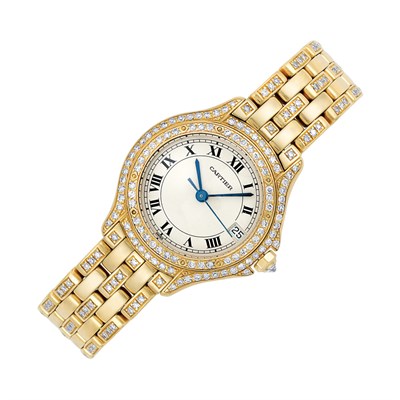 Lot 114 - Lady's Gold and Diamond 'Cougar' Wristwatch, Cartier